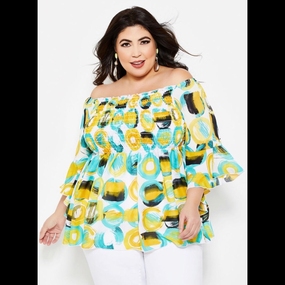 Multi color off shoulder blouse